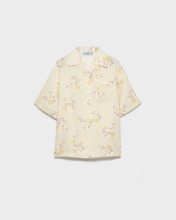 Floral print old linen shirt - Vanilla Floral print old linen shirt - Vanilla