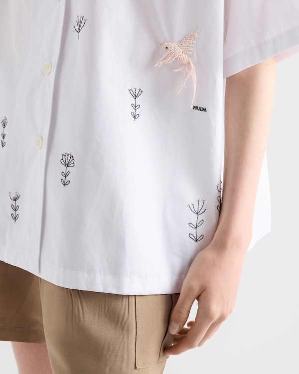 Embroidered poplin shirt - White Embroidered poplin shirt - White