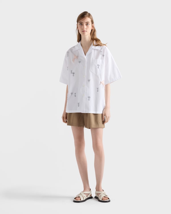 Embroidered poplin shirt - White Embroidered poplin shirt - White