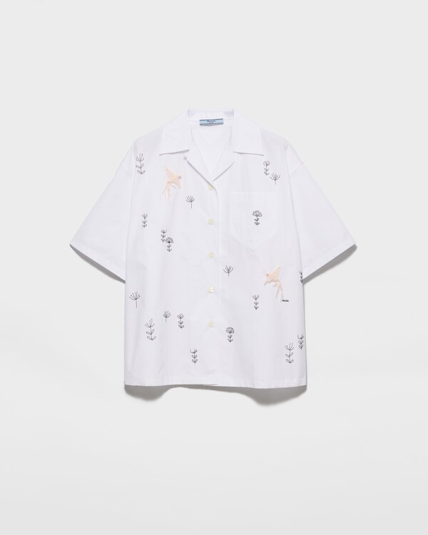 Embroidered poplin shirt - White Embroidered poplin shirt - White