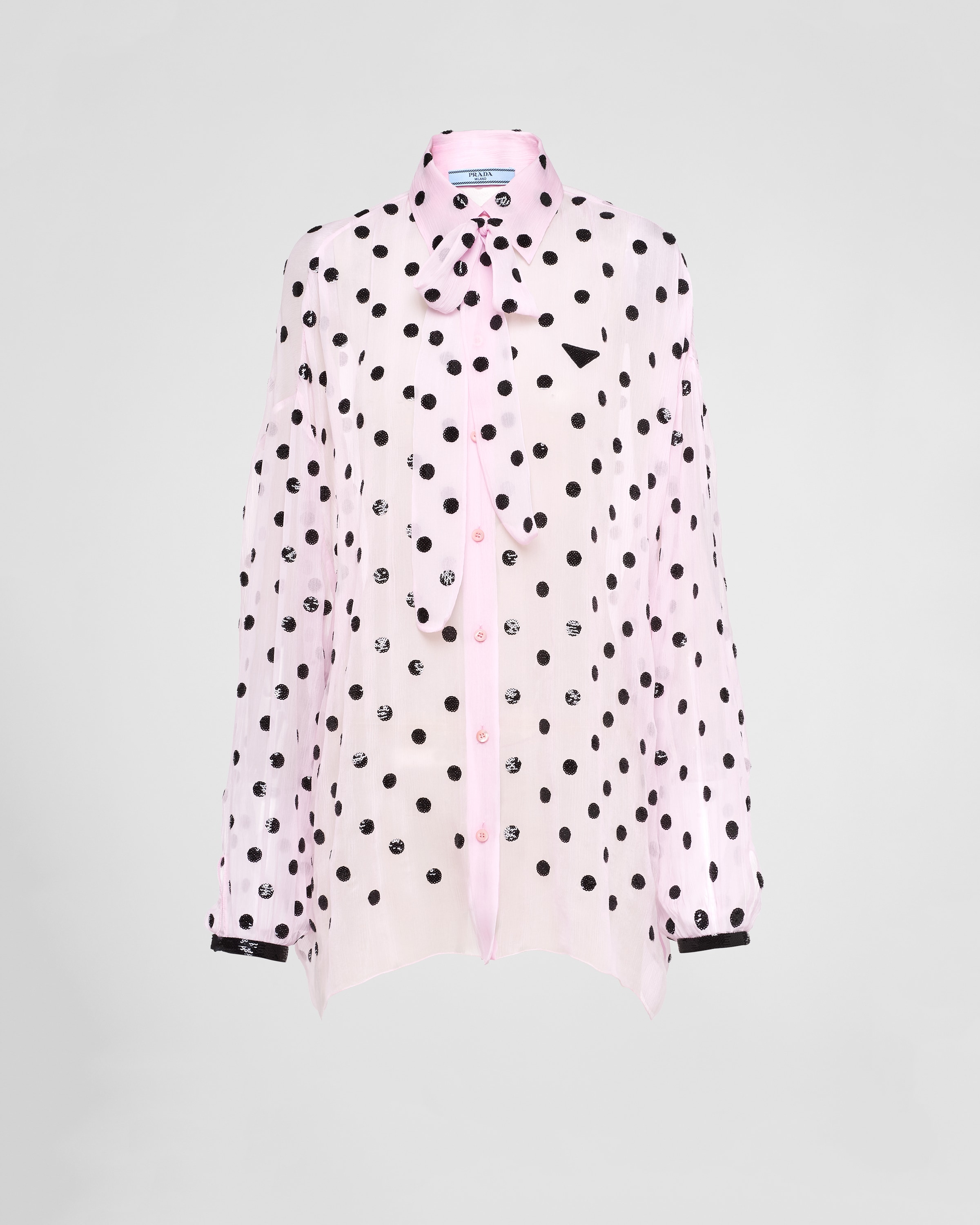 Cyclamen Embroidered chiffon shirt | Prada