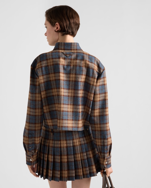 Checked wool twill shirt - Tobacco Checked wool twill shirt - Tobacco