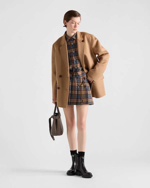 Checked wool twill shirt - Tobacco Checked wool twill shirt - Tobacco