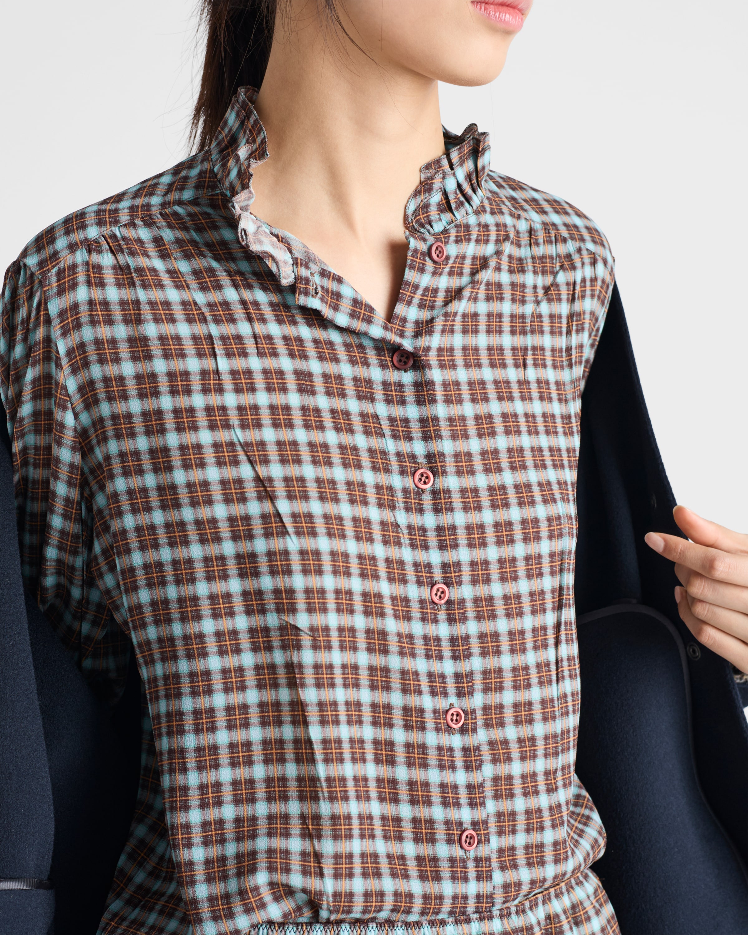 Prada Silk Georgette Button-front Blouse In Multi