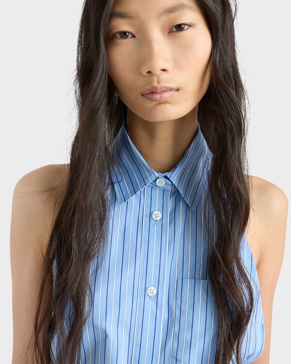 قميص بوبلين مخطط بدون أكمام قميص بوبلين مخطط بدون أكمام