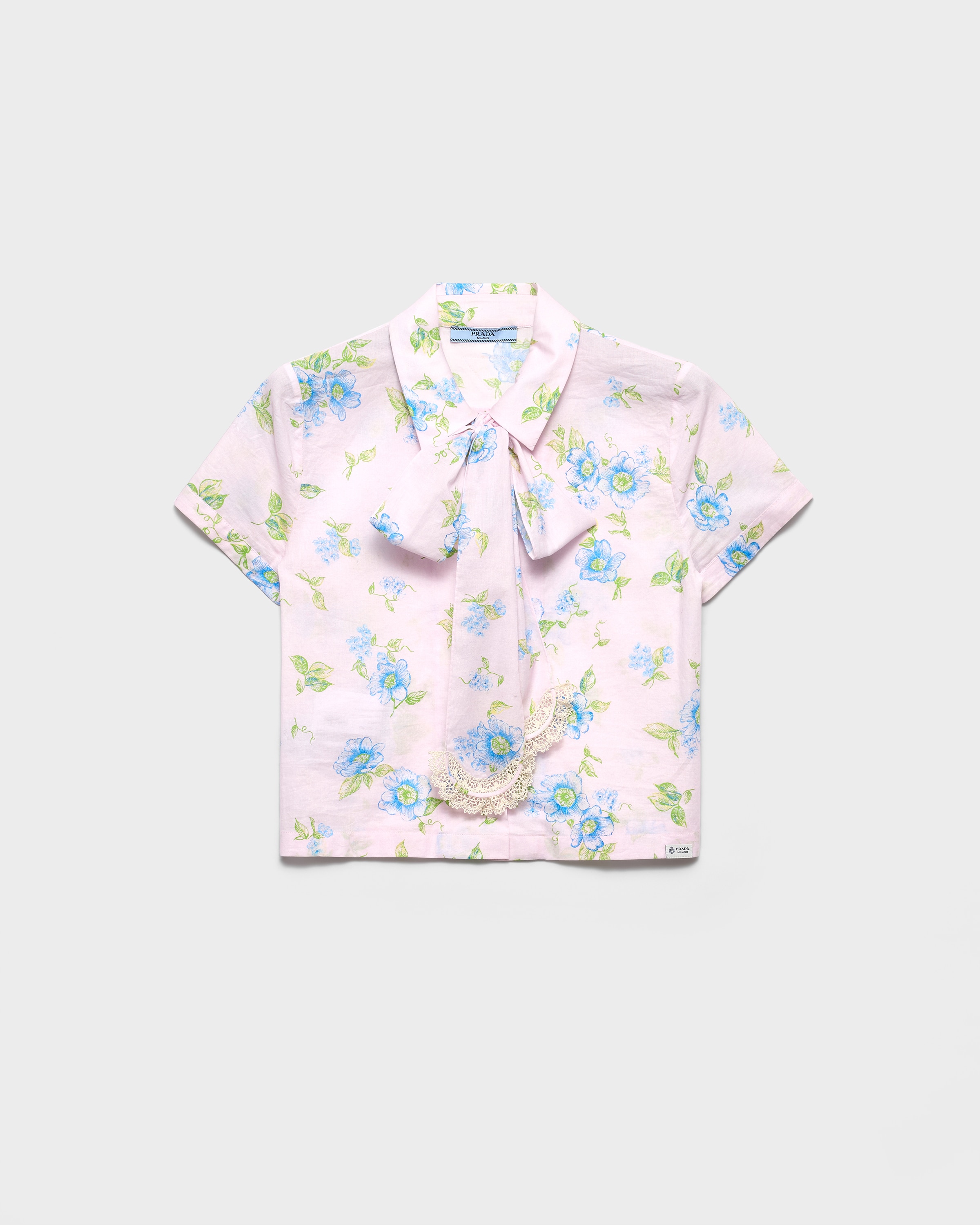アラバスターピンク フローラルプリント バティスト シャツ | PRADA - 日本