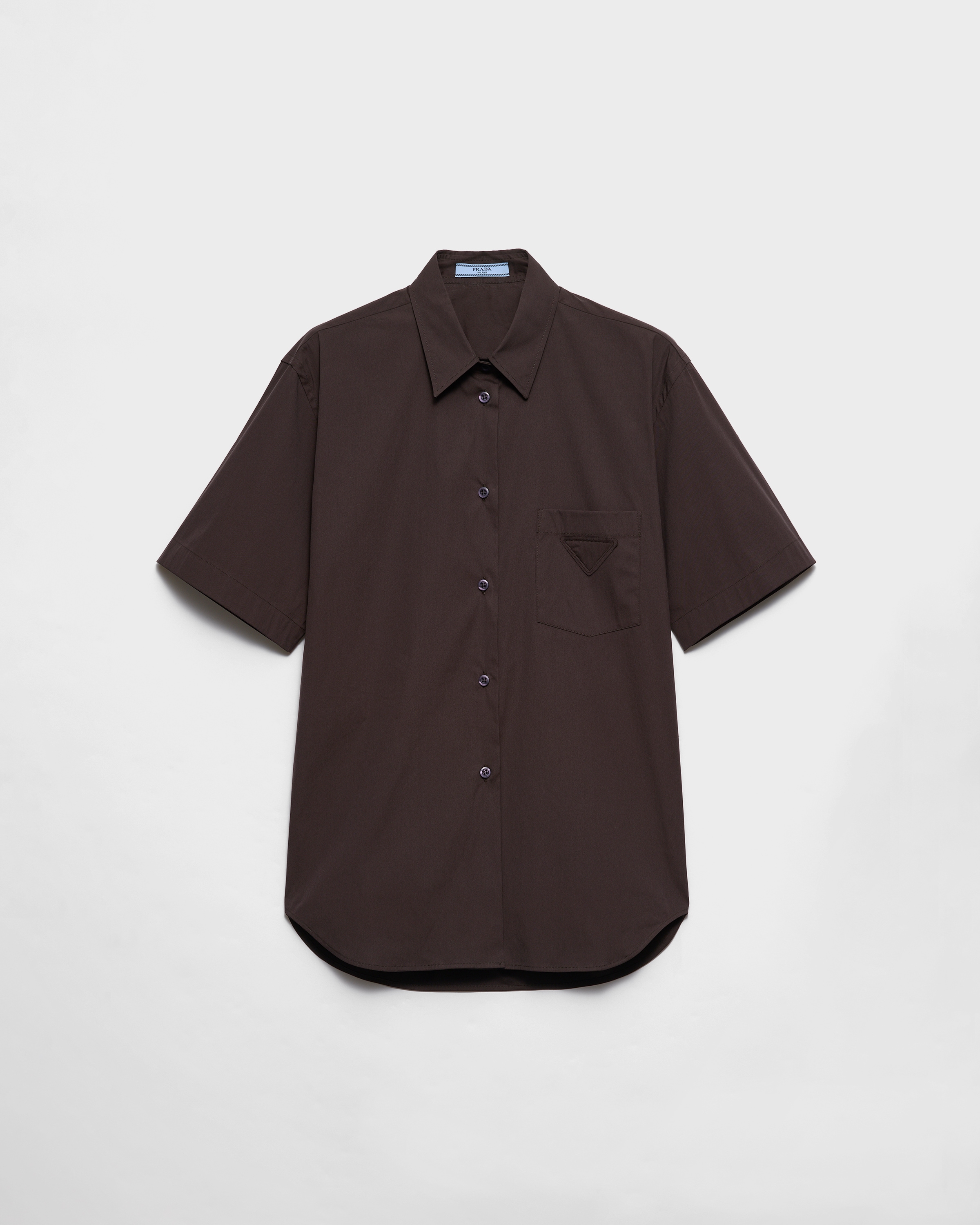 Ebony Short-sleeved stretch poplin shirt | PRADA Ebony Short-sleeved stretch poplin shirt | PRADA