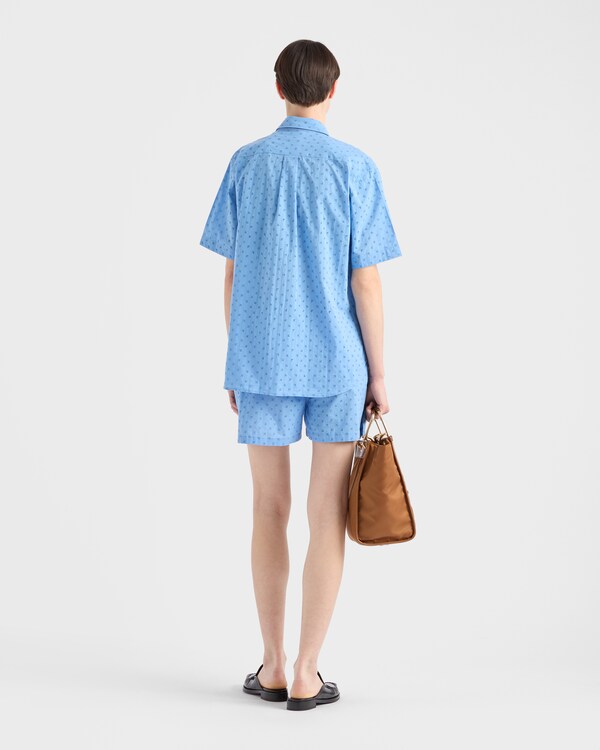 Short-sleeved eyelet lace shirt - Sapphire Blue Short-sleeved eyelet lace shirt - Sapphire Blue