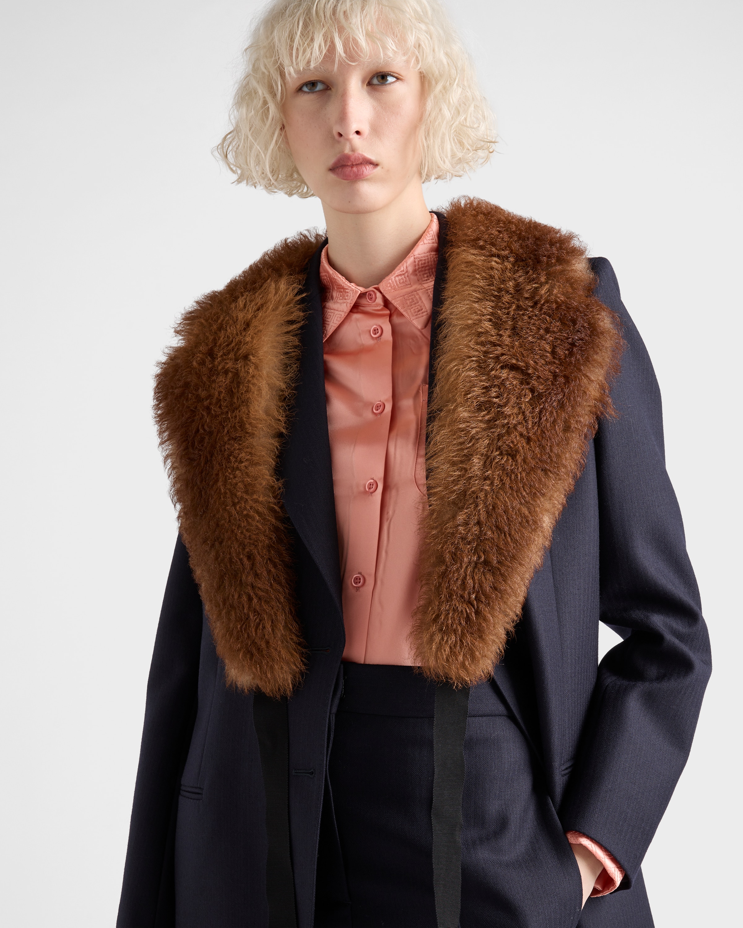 Prada Coral-coloured Shirt In Blend In Pink