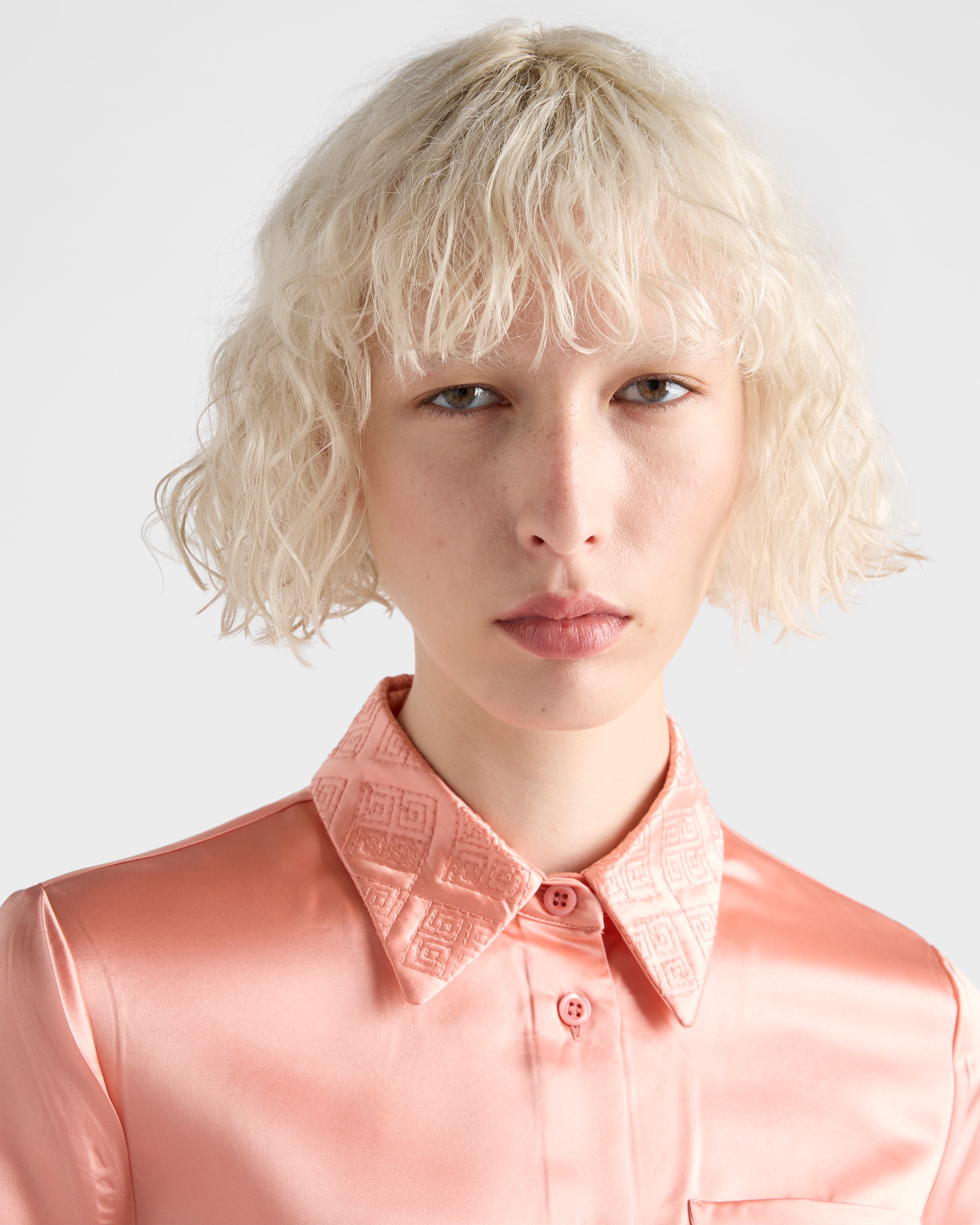 Prada Coral-coloured Shirt In Blend In Pink