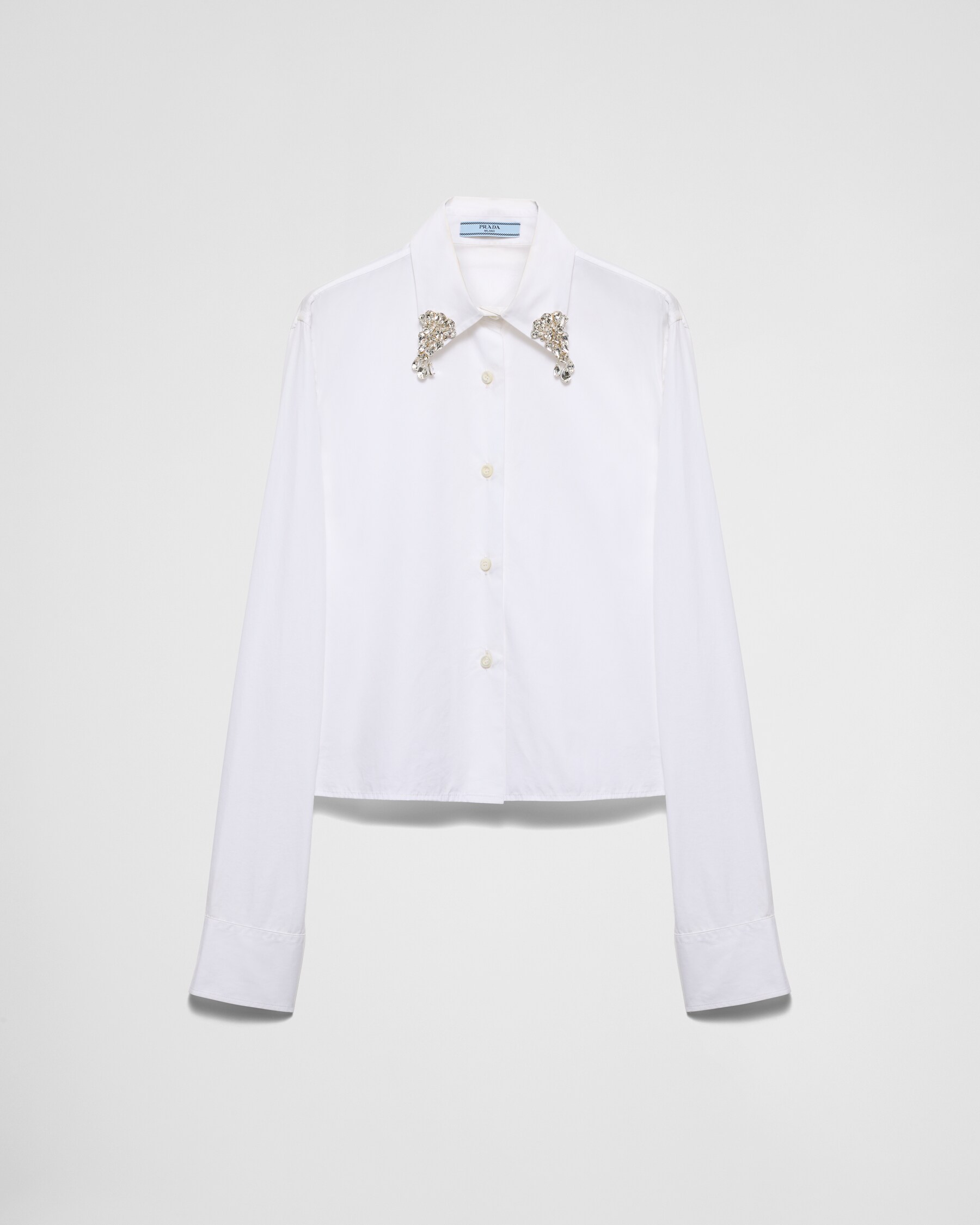 Prada Men Embroidered Poplin Shirt