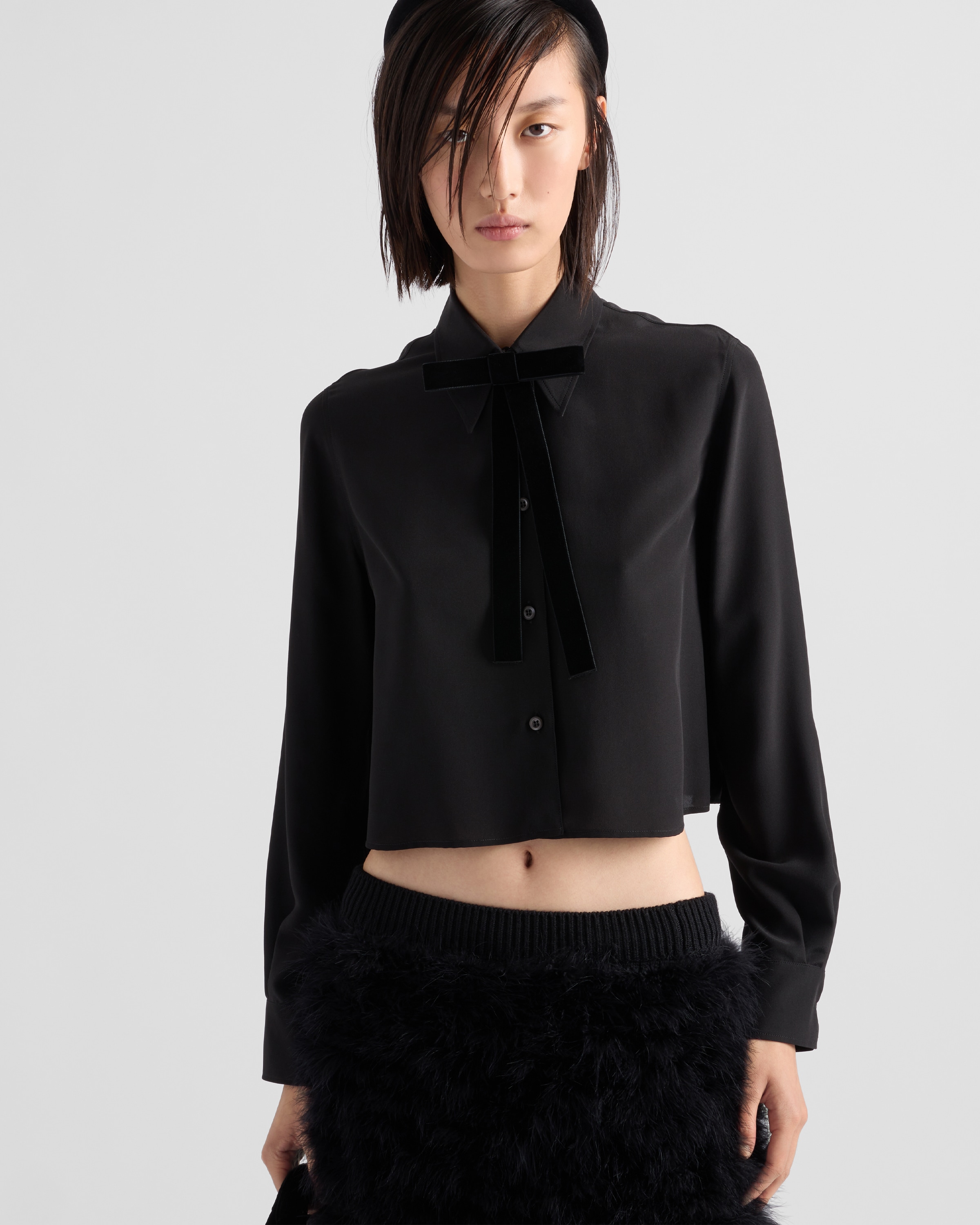 Black Crepe de chine shirt | PRADA