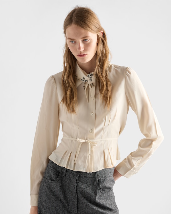 Silk marocain shirt - Natural Silk marocain shirt - Natural