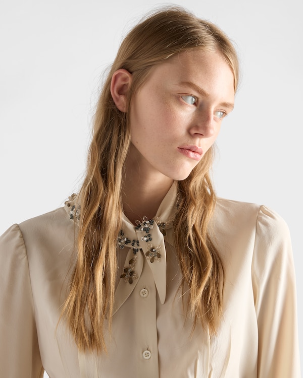 Silk marocain shirt - Natural Silk marocain shirt - Natural