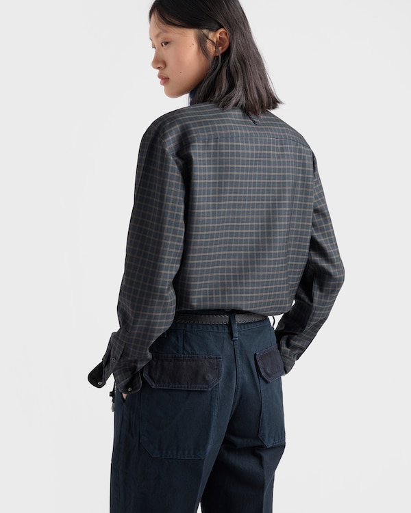 Checked wool shirt - Navy Checked wool shirt - Navy