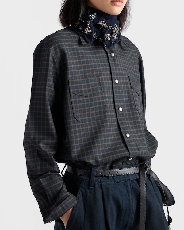 Checked wool shirt - Navy Checked wool shirt - Navy