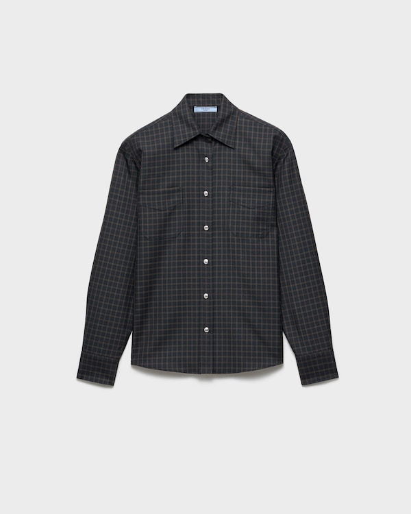 Checked wool shirt - Navy Checked wool shirt - Navy