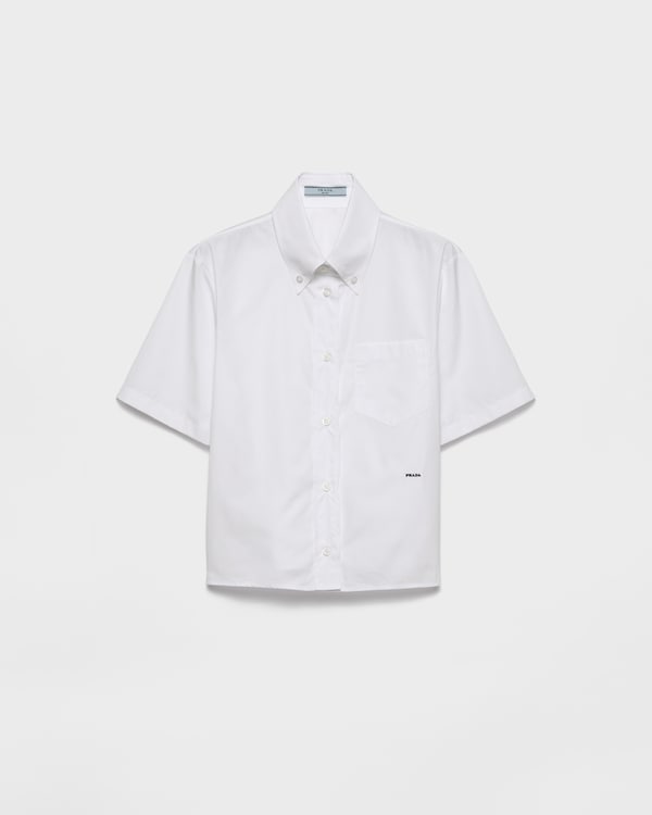 【大幅値下】PRADA ホワイト 半袖シャツ　ポプリンシャツ【正規品】 ホワイト ポプリン シャツ | PRADA