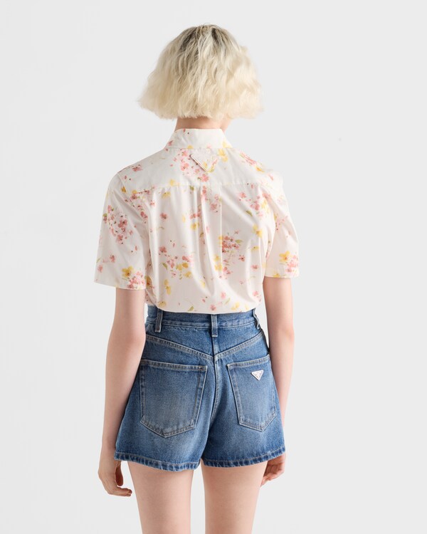 Short-sleeved floral print poplin shirt - Begonia Pink Short-sleeved floral print poplin shirt - Begonia Pink
