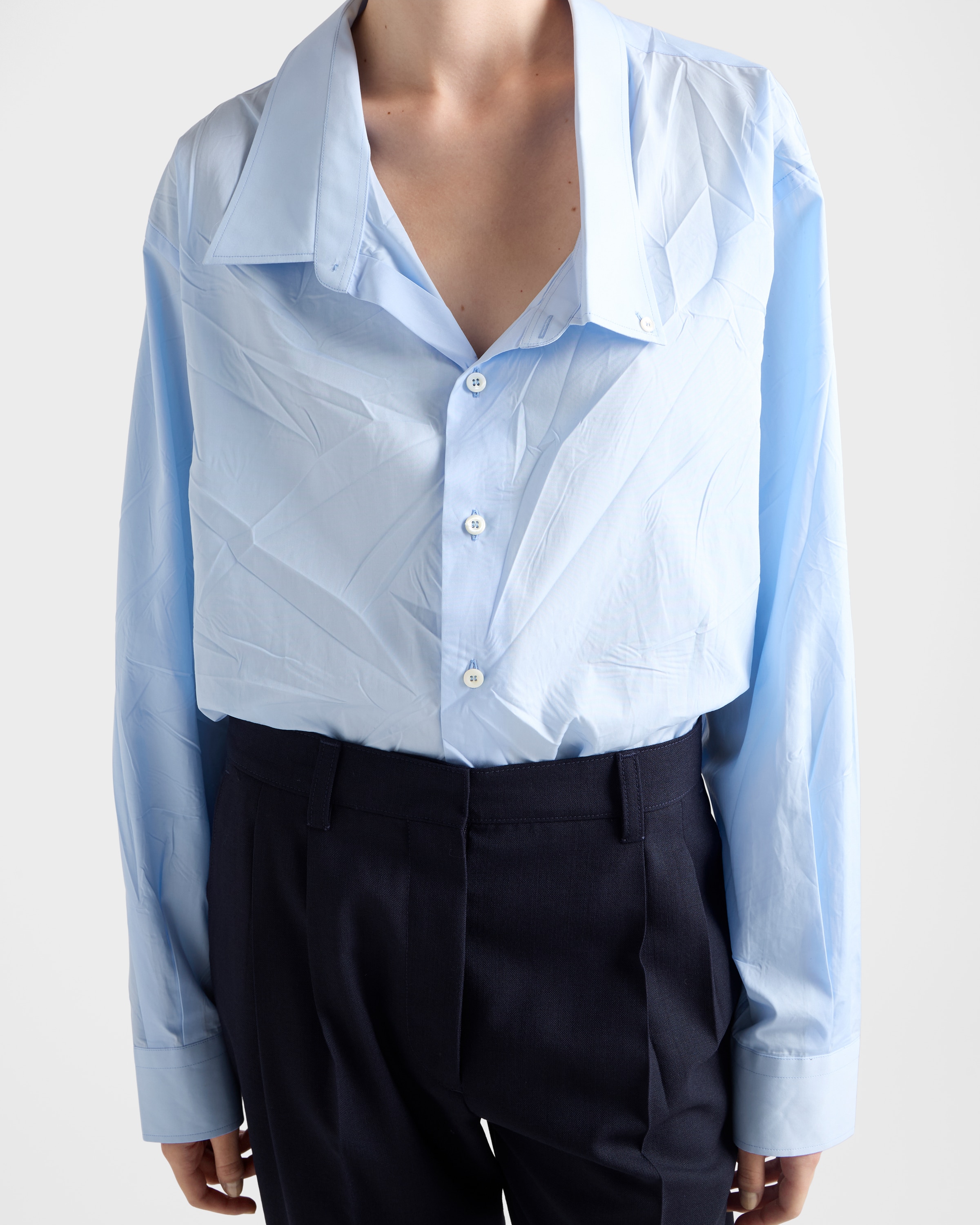 Prada Poplin Shirt In Blue