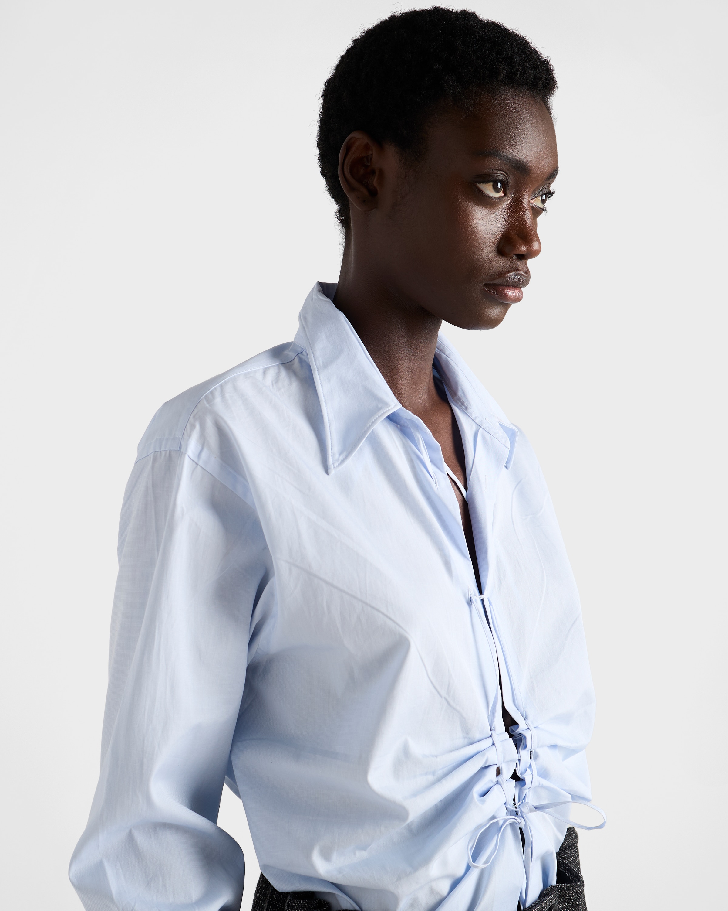 Prada Lace-up Shirt In Blue