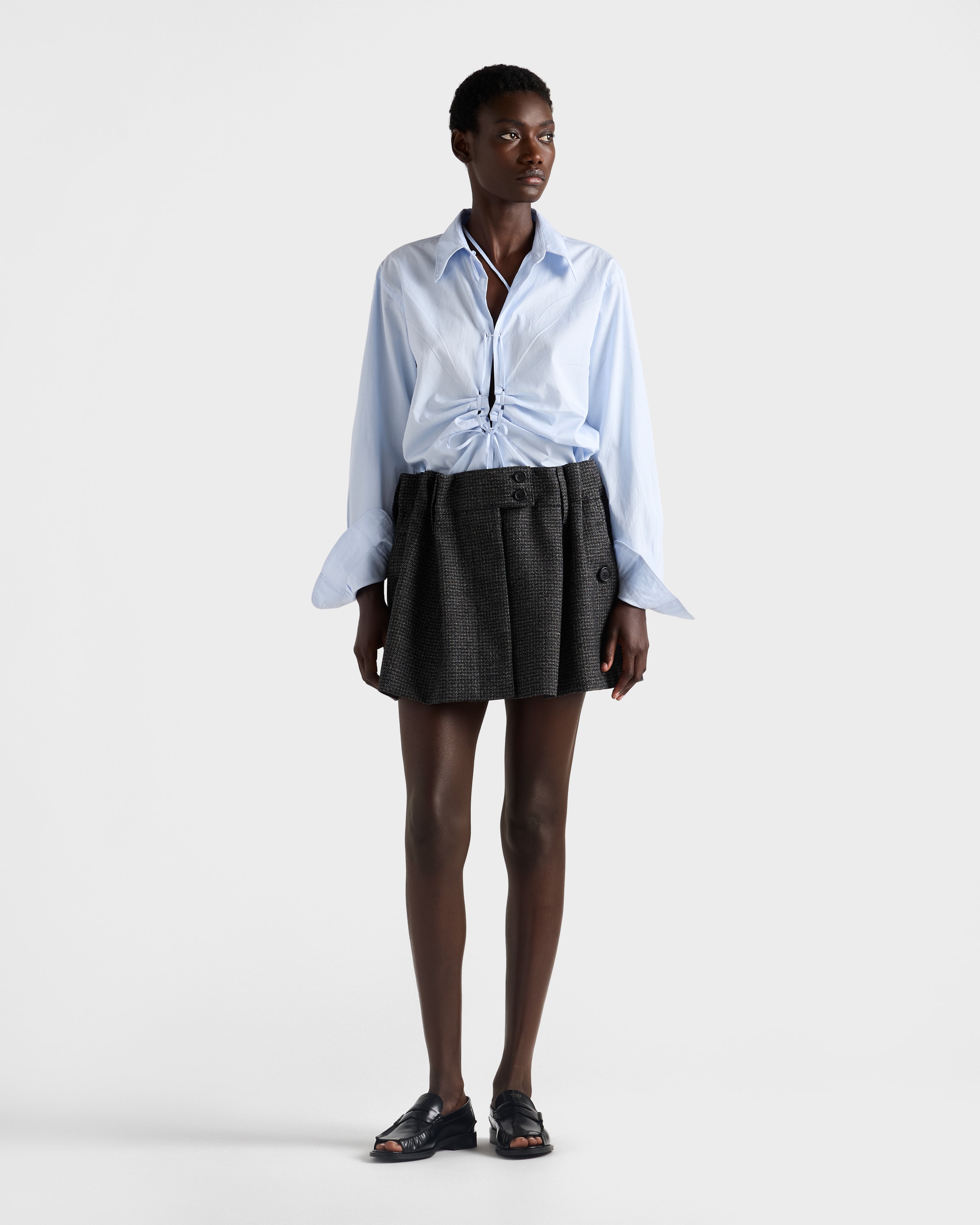 Prada Lace-up Shirt In Blue