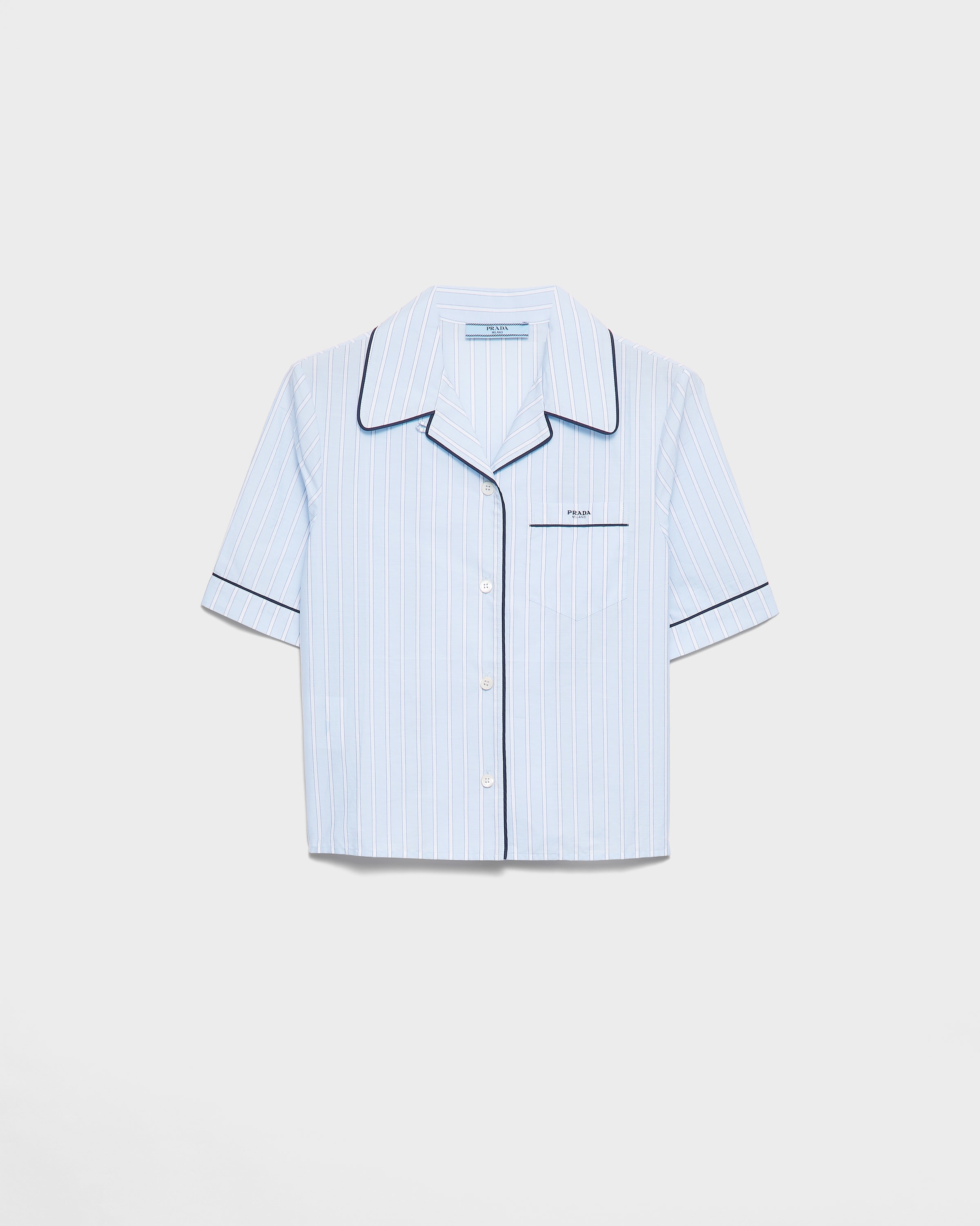 Prada Striped Chambray Bowling Shirt