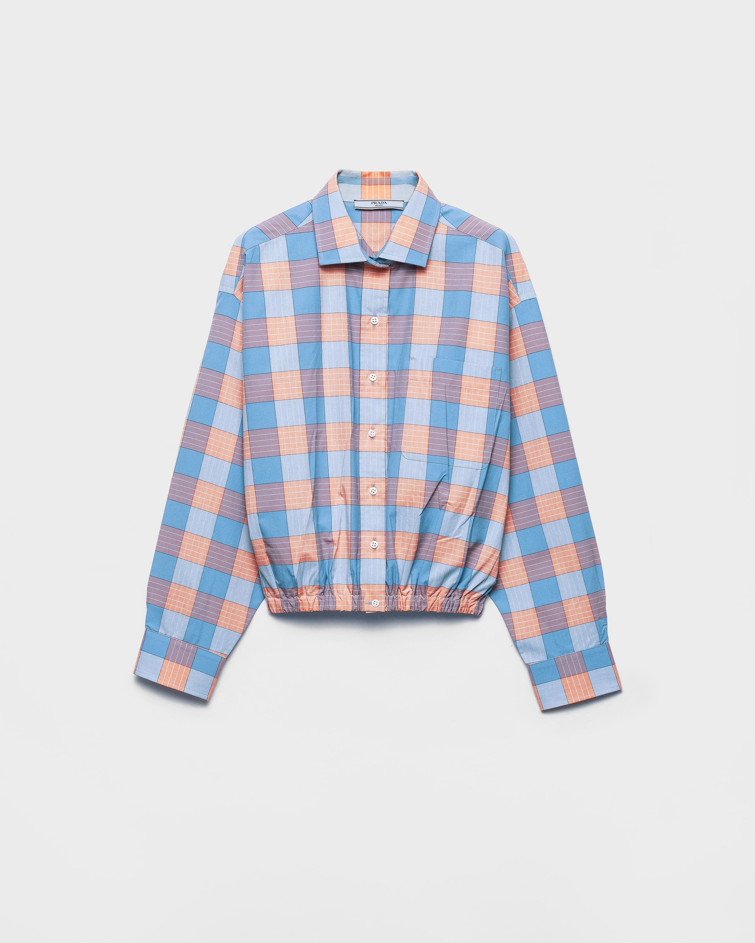 Prada Checked Poplin Shirt In Pink
