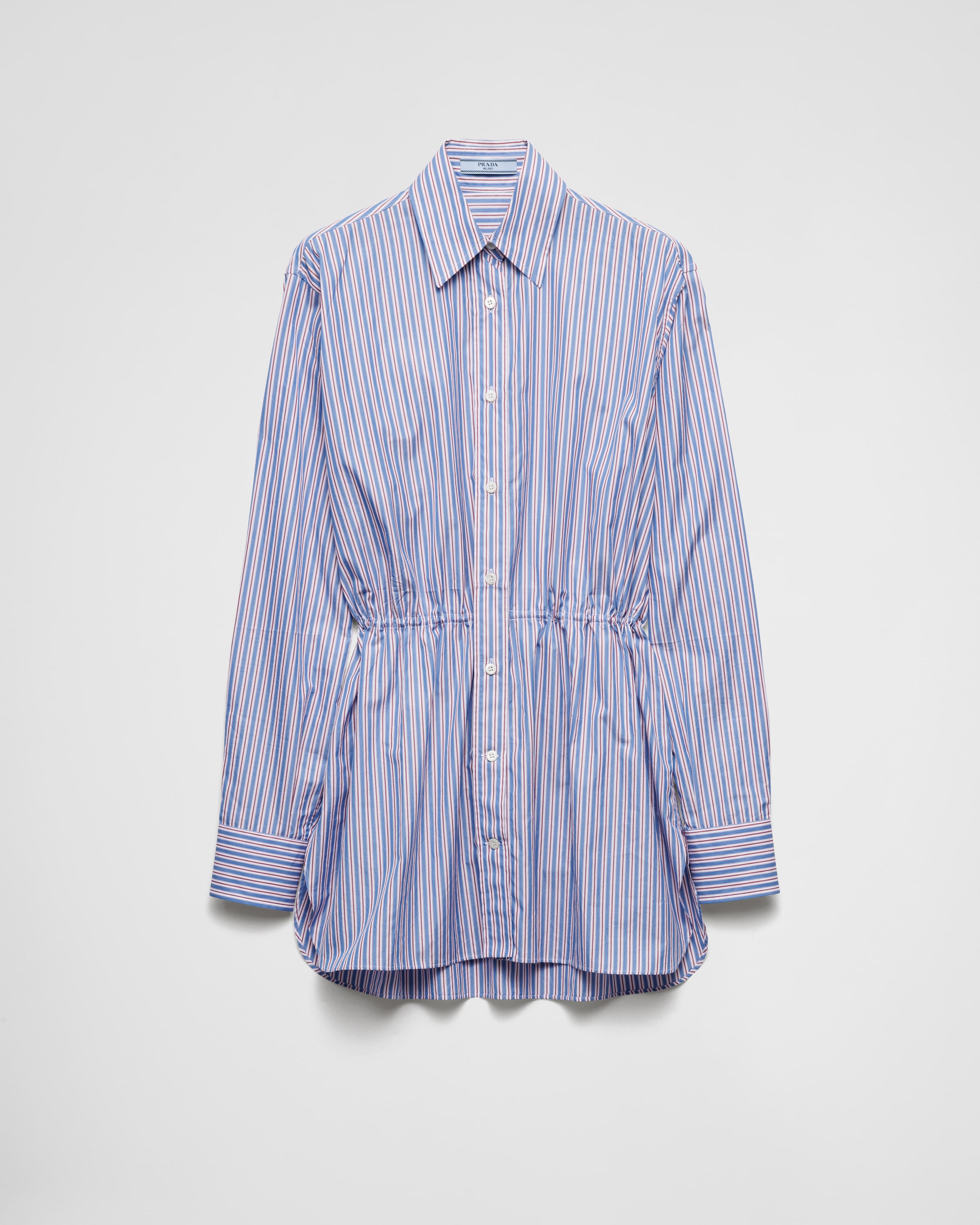 Sapphire Blue Striped poplin shirt | PRADA