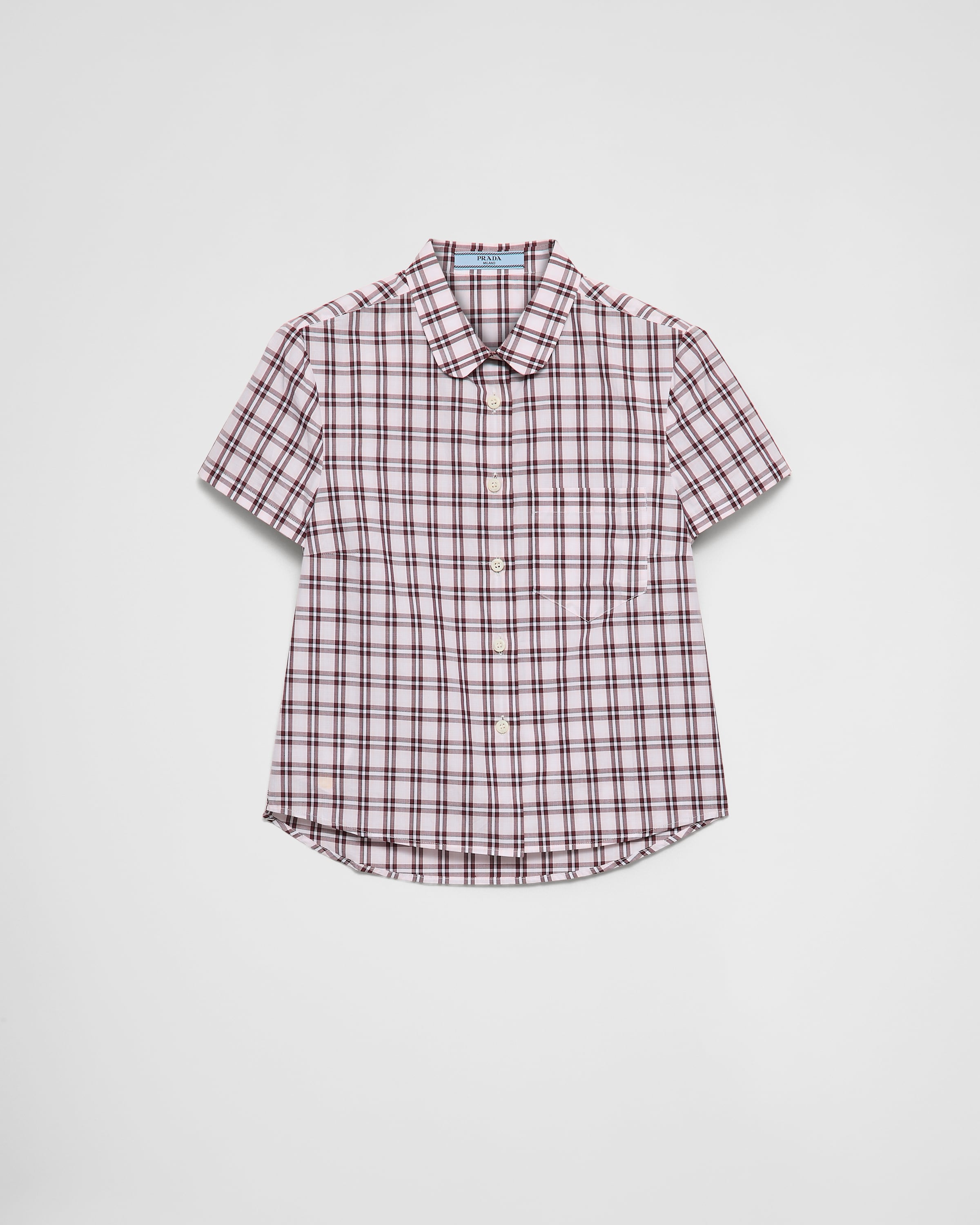 Prada Checked Cotton Shirt In Petal Pink