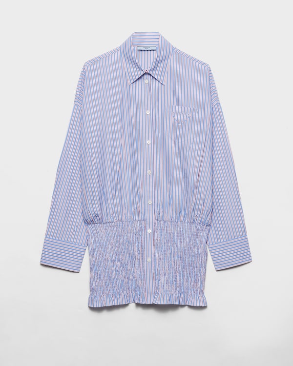 Periwinkle Blue Striped old poplin polo shirt | PRADA