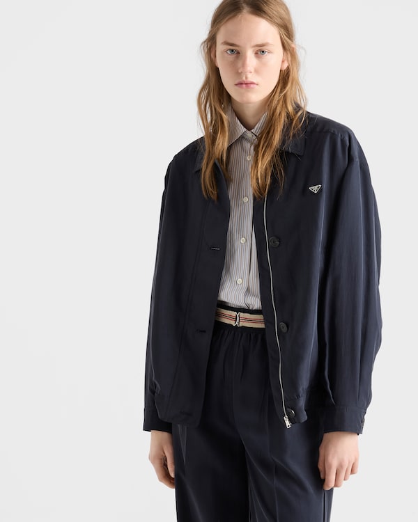 Embroidered striped poplin shirt - Tobacco/Blue Embroidered striped poplin shirt - Tobacco/Blue