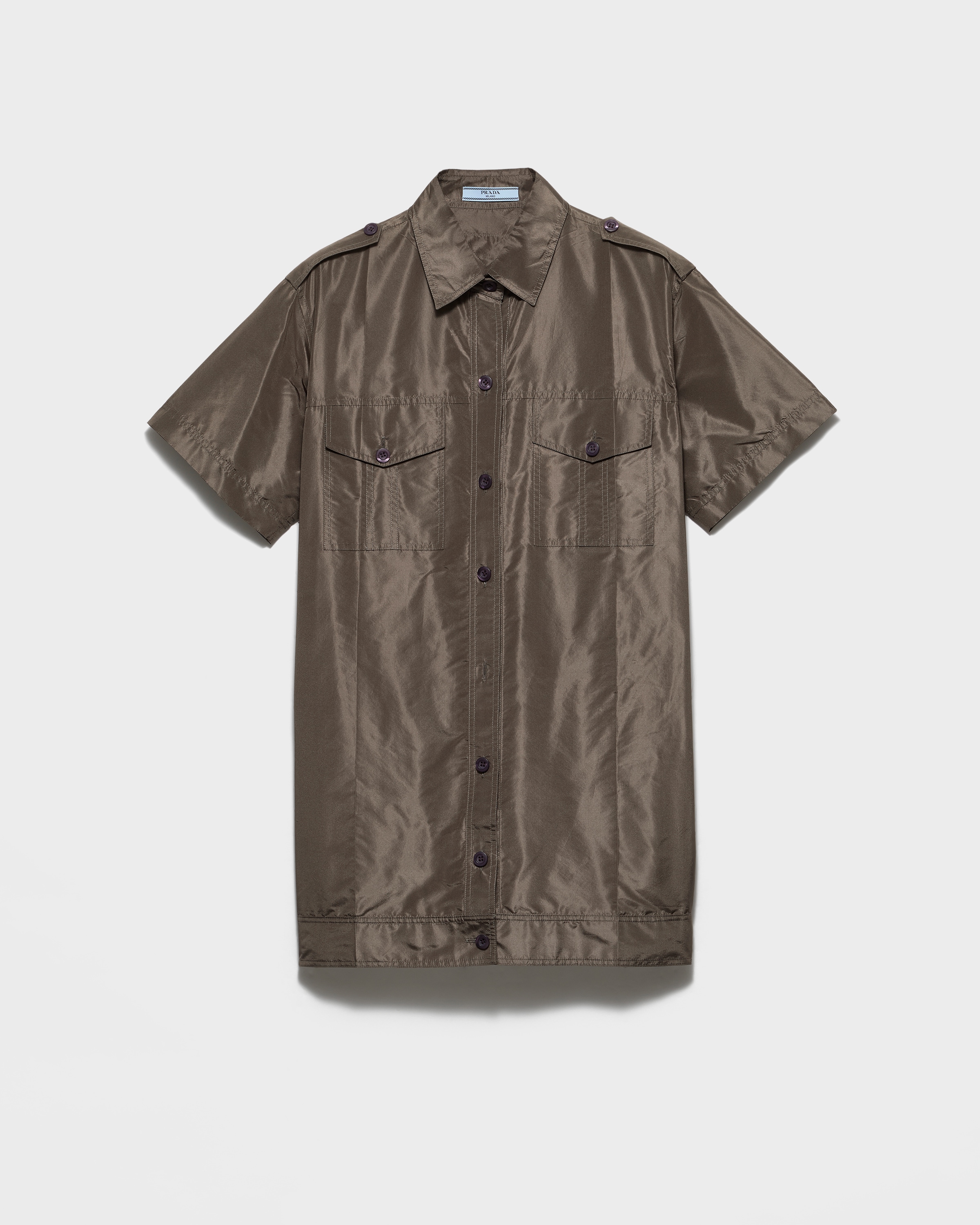 Short-sleeved taffeta shirt