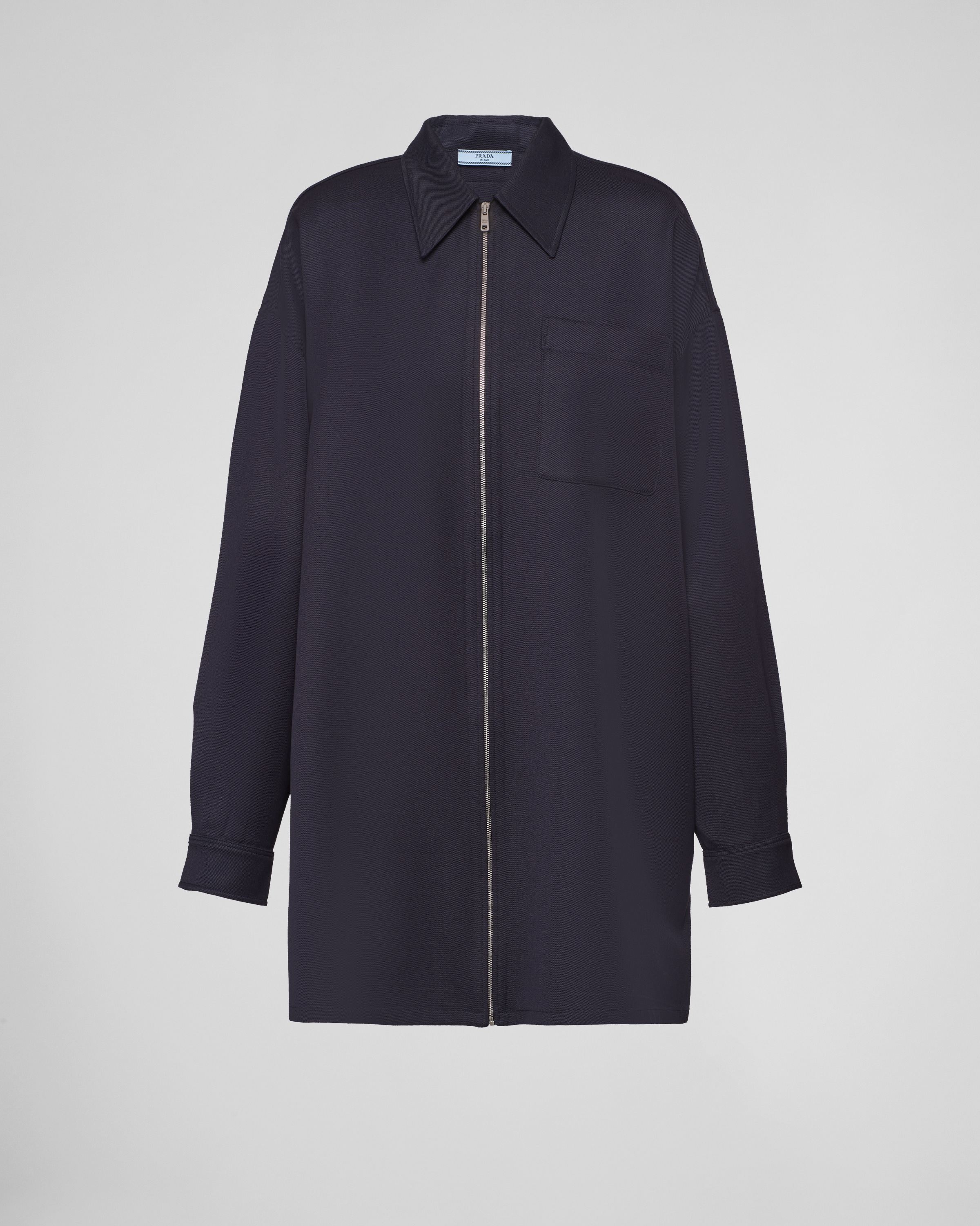 Navy Oversized gabardine shirt | Prada