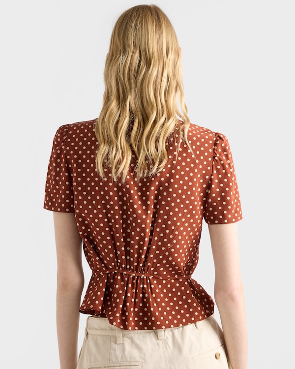 Polka-dot marocain shirt - Tobacco/Beige Polka-dot marocain shirt - Tobacco/Beige