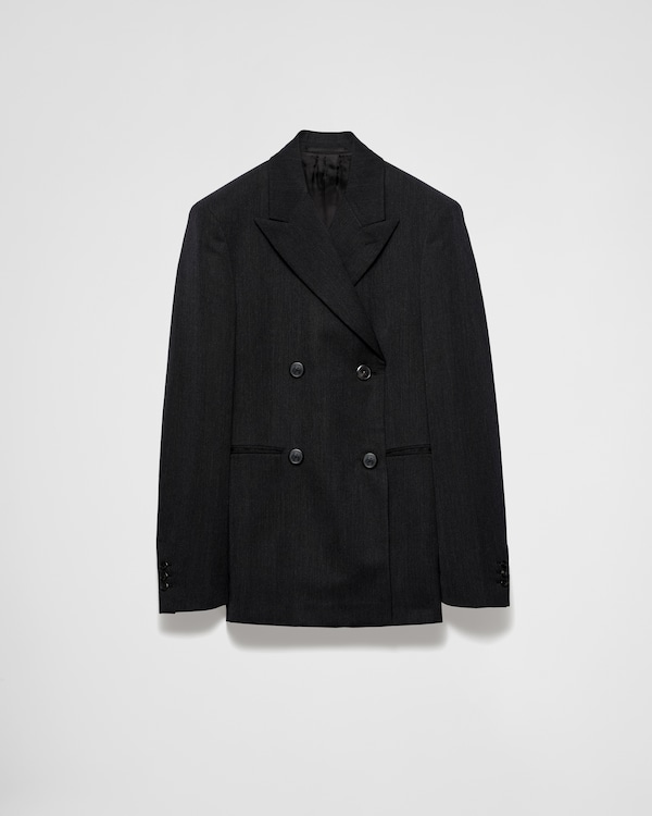 【使い勝手の良い】 ブラック トリコチン シングルブレストジャケット | PRADA ジャケット・アウター