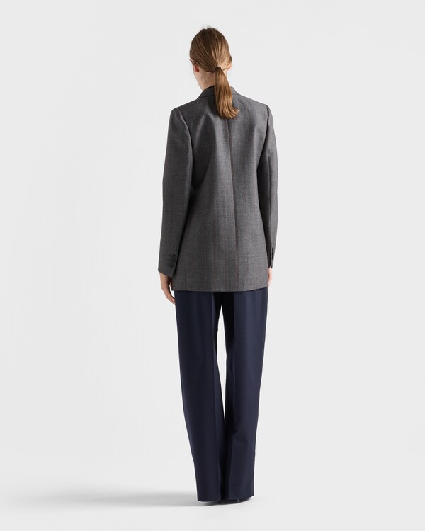 Double-breasted pinstriped mouliné wool jacket - Ebony Double-breasted pinstriped mouliné wool jacket - Ebony
