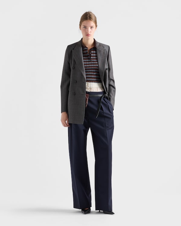 Double-breasted pinstriped mouliné wool jacket - Ebony Double-breasted pinstriped mouliné wool jacket - Ebony
