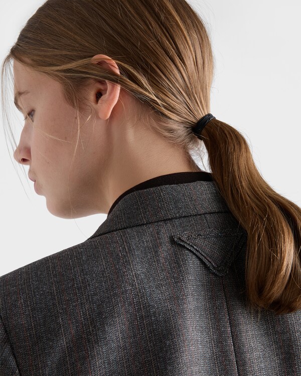 Double-breasted pinstriped mouliné wool jacket - Ebony Double-breasted pinstriped mouliné wool jacket - Ebony