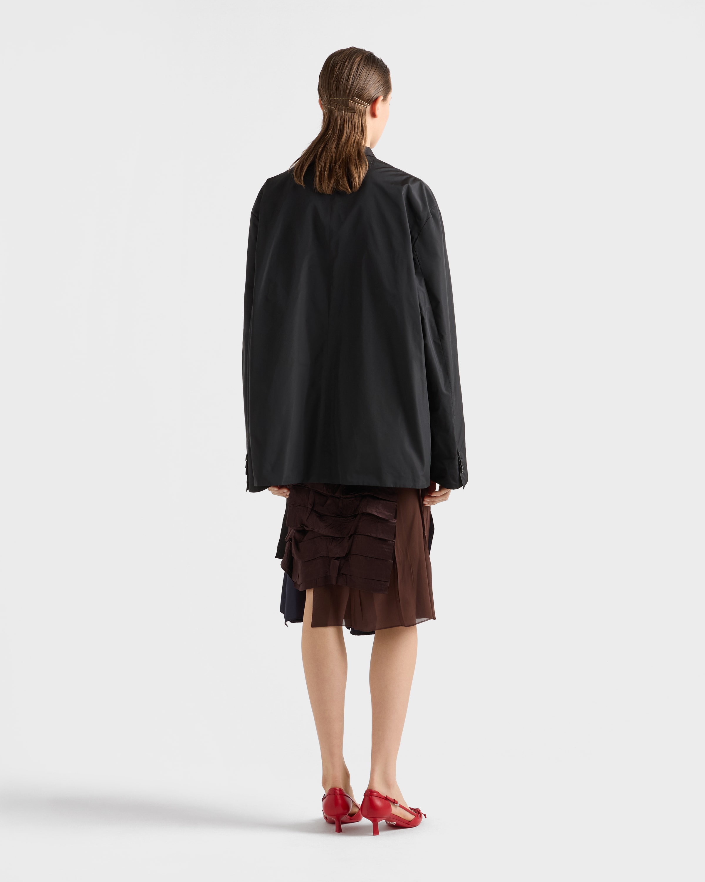 ブラック ダブルブレスト テクニカルタフタ ジャケット | PRADA