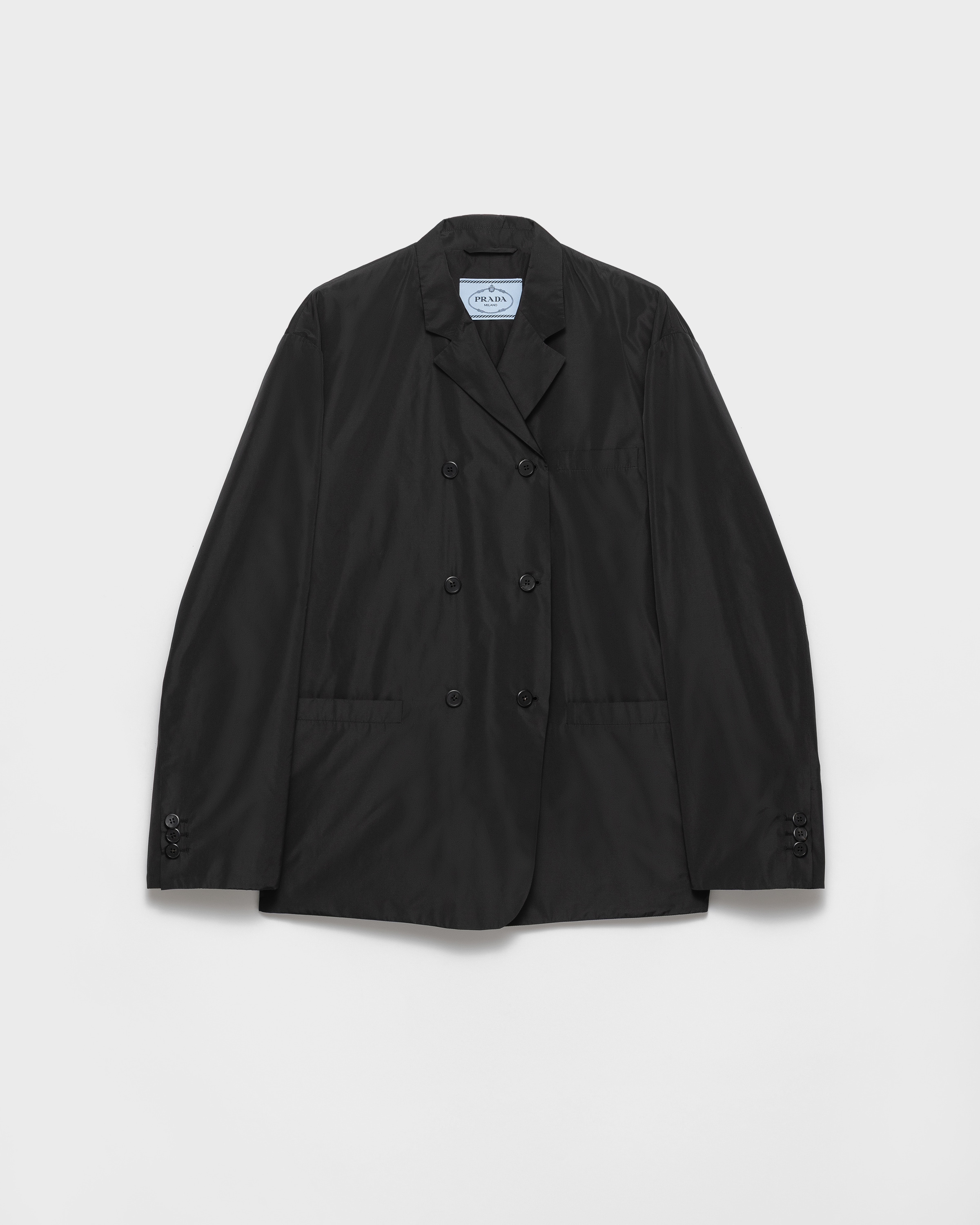 ブラック ダブルブレスト テクニカルタフタ ジャケット | PRADA