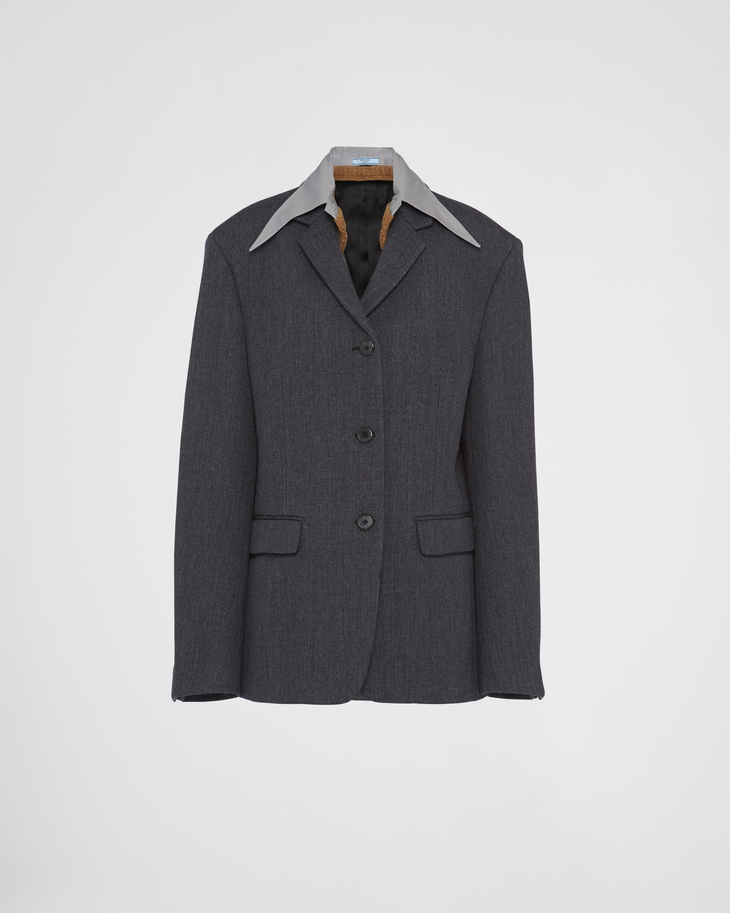 Prada Single-breasted Wool Jacket In F0p84 Antracite A