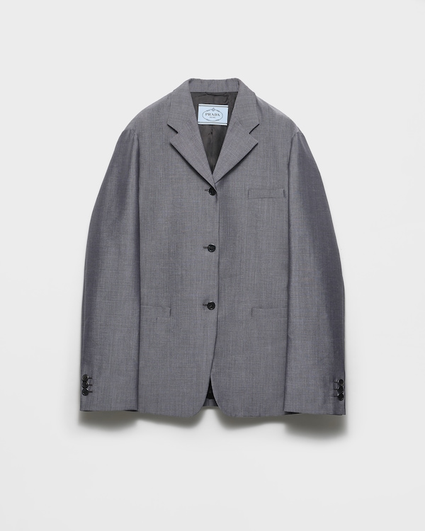 Single-breasted kid mohair jacket - Slate Gray Single-breasted kid mohair jacket - Slate Gray