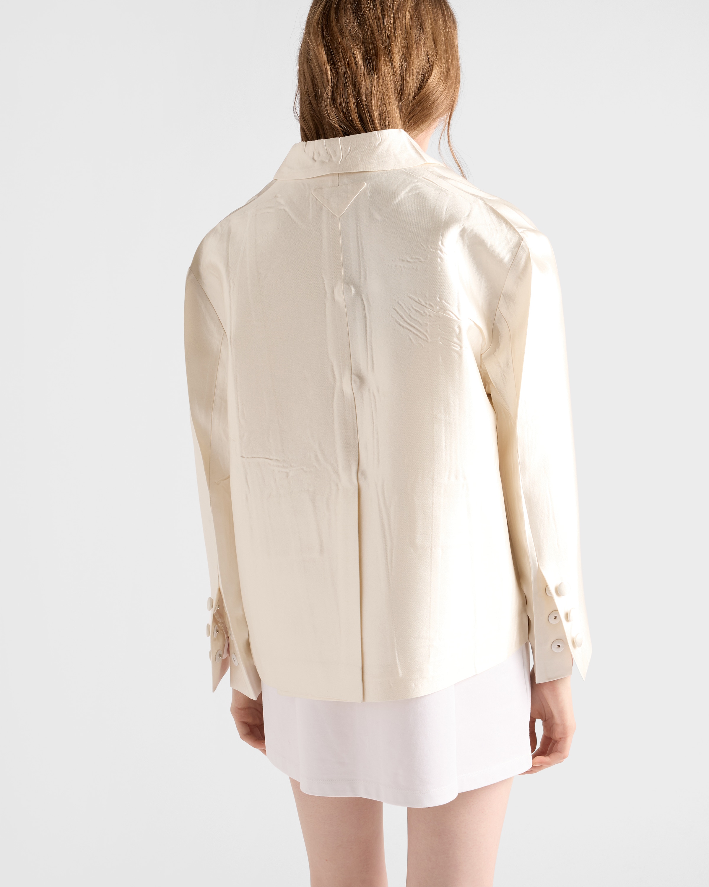 White Single-breasted silk and wool jacket | PRADA - United States