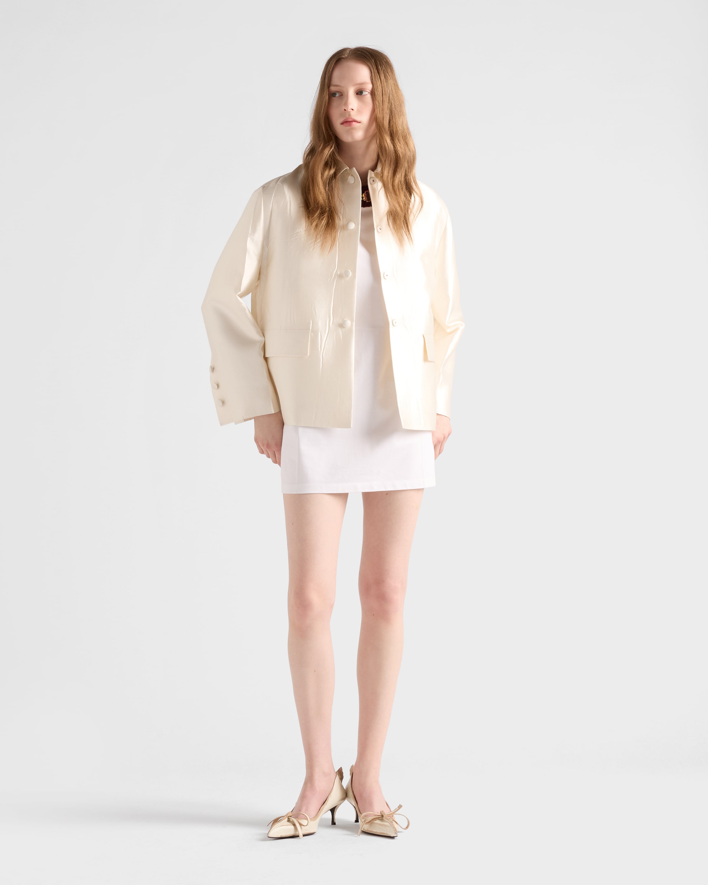 Prada Silk-wool Single-breasted Evening Jacket In Neutral