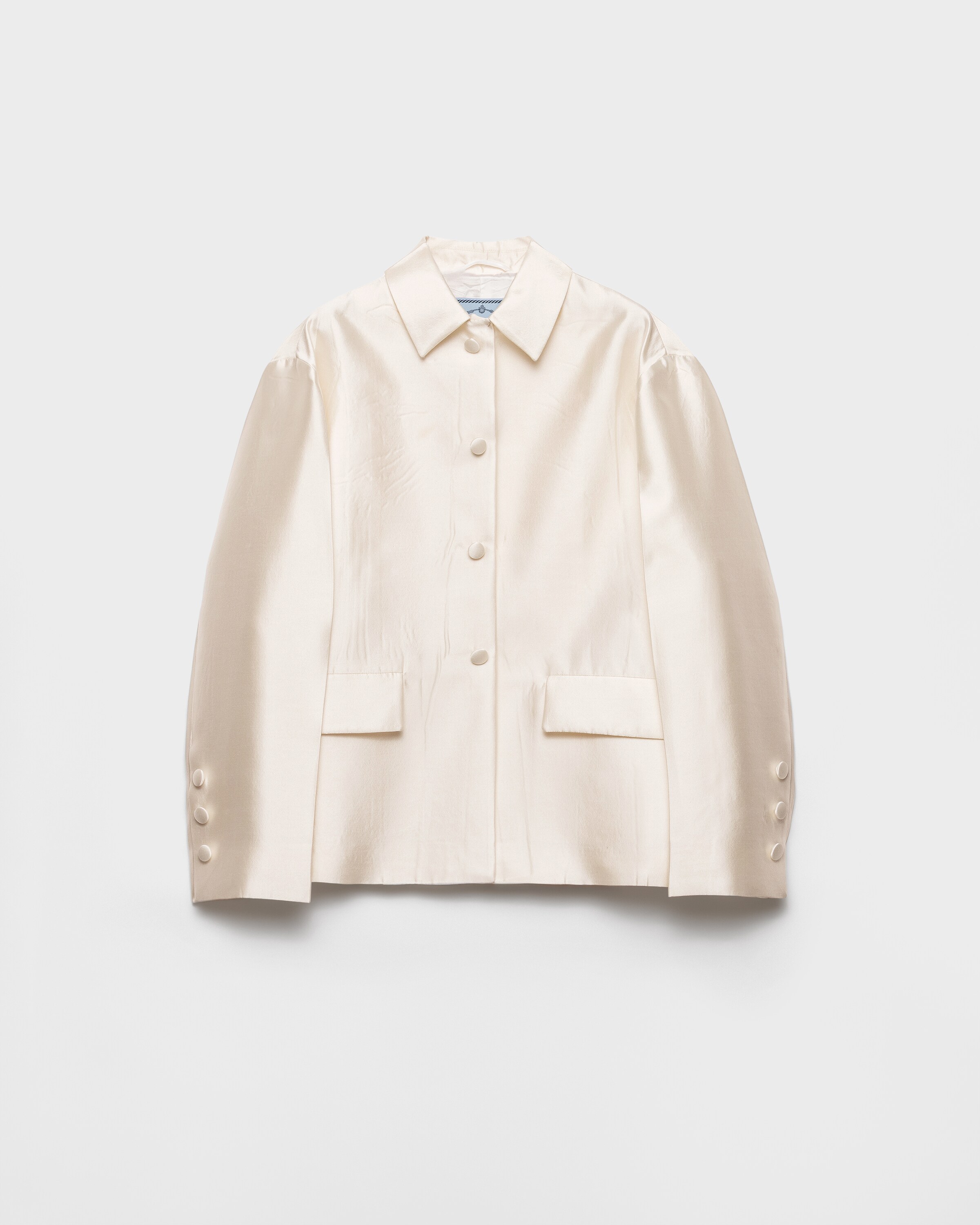 Prada Single-breasted Silk And Wool Jacket, Woman, White, Size 38