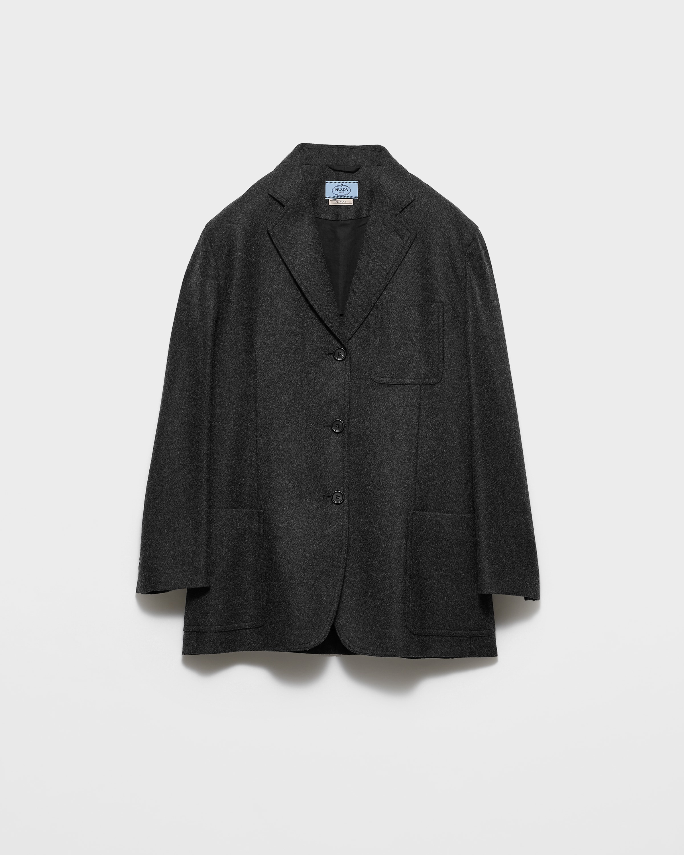 Anthracite Gray Re-wool Single-breasted Jacket | PRADA - South Korea