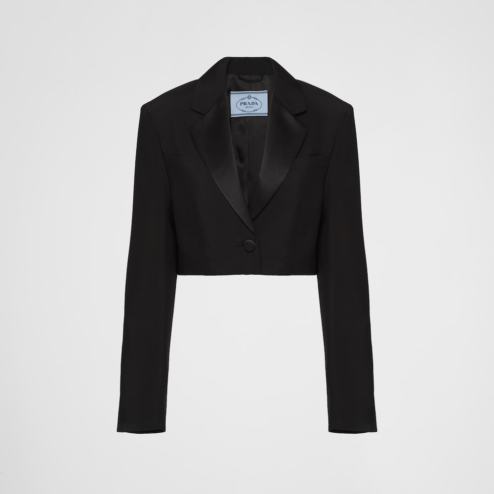 Black Cropped kid mohair jacket | Prada