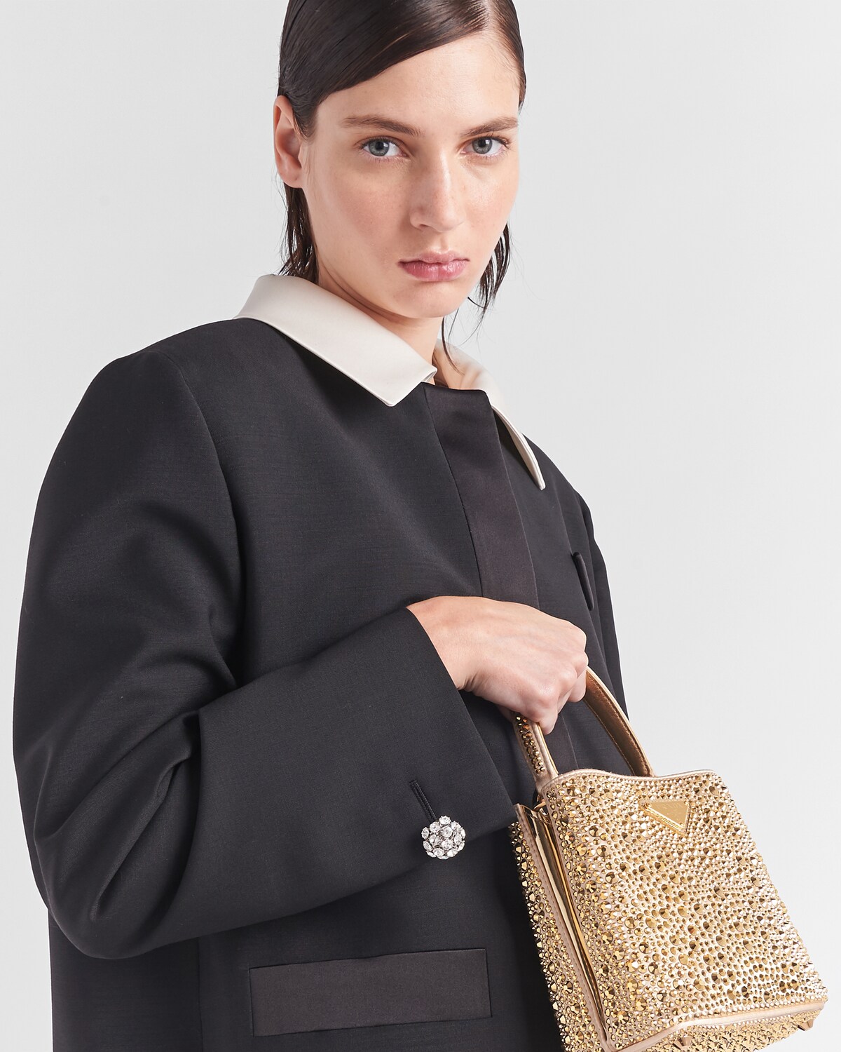 Black Doublebreasted Kid Mohair Jacket PRADA