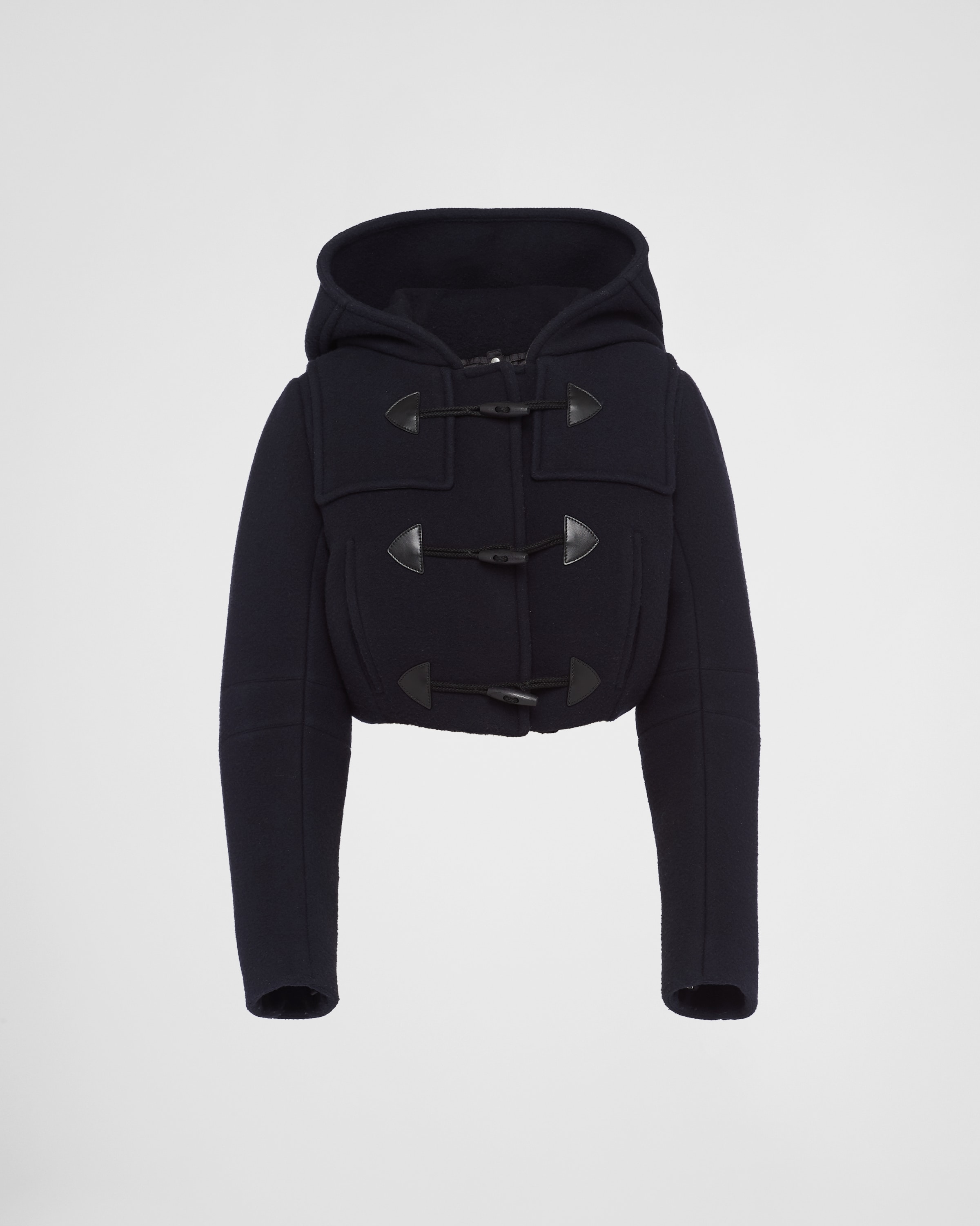 Navy Cropped Duffle Jacket PRADA